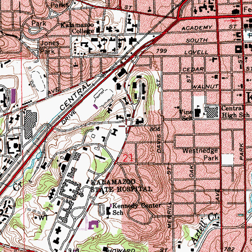 Topographic Map of Montague House, MI
