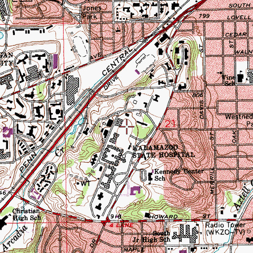 Topographic Map of Health and Human Services Building, MI