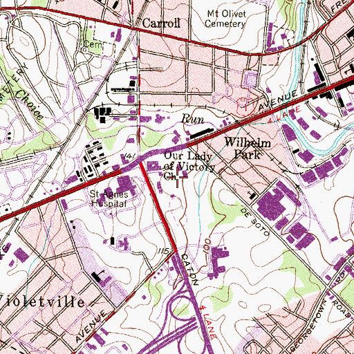 Topographic Map of Babe Ruth Field, MD