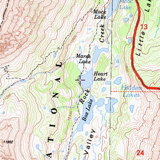 Topographic Map of Heart Lake, CA