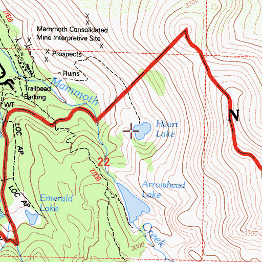 Topographic Map of Heart Lake, CA