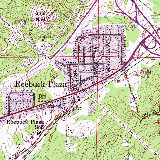 Topographic Map of Roebuck Plaza United Methodist Church, AL