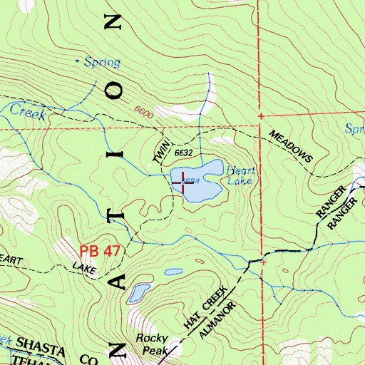 Topographic Map of Heart Lake, CA
