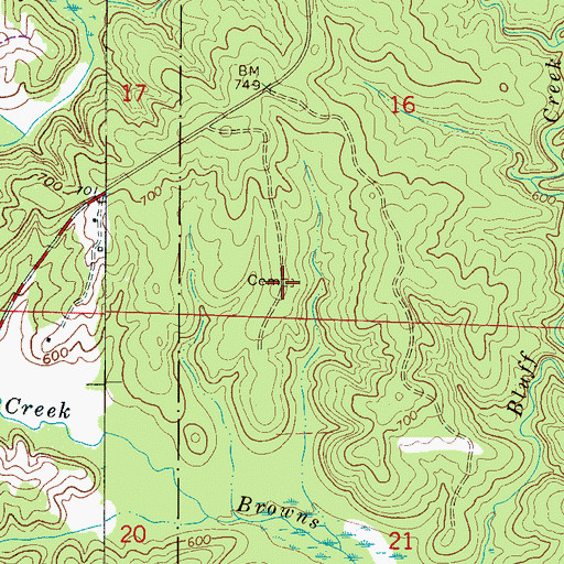 Topographic Map of Holden Cemetery, AL
