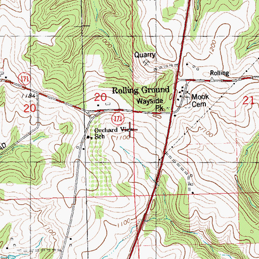 Topographic Map of Hillcrest Orchard, WI