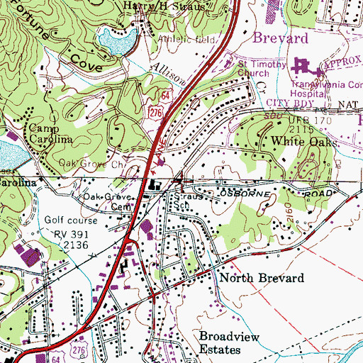 Topographic Map of Looking Glass Montessori School, NC