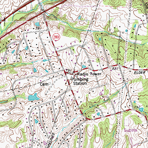 Topographic Map of Centerfield Elementary School, KY