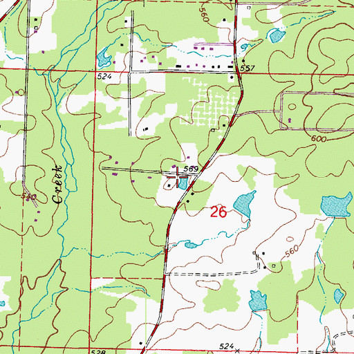 Topographic Map of Avilla Census Designated Place, AR