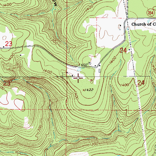 Topographic Map of Dennard Census Designated Place, AR