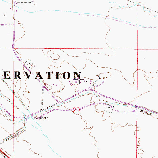 Topographic Map of Sacaton Flats Village Census Designated Place, AZ