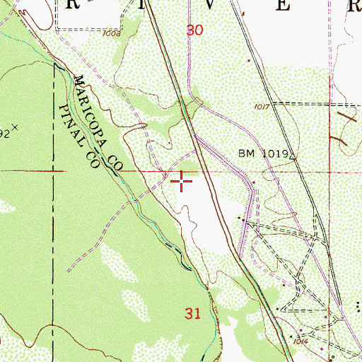 Topographic Map of Saint Johns Census Designated Place, AZ