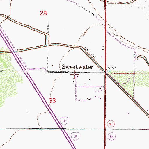 Topographic Map of Sweet Water Village Census Designated Place, AZ