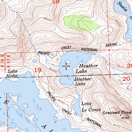 Topographic Map of Heather Lake, CA