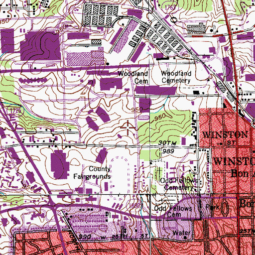 Topographic Map of Wake Forest Baseball Stadium, NC