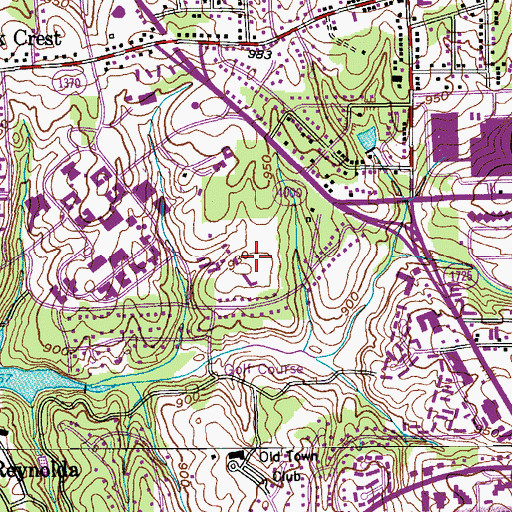 Topographic Map of Hooks Baseball Stadium, NC