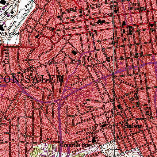 Topographic Map of BB&T Ballpark, NC