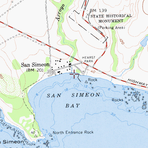 Topographic Map of William Randolph Hearst Memorial Beach (historical), CA