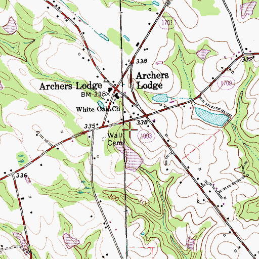 Topographic Map of Town of Archer Lodge, NC