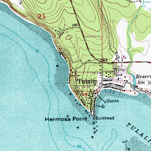 Topographic Map of Hermosa Point, WA