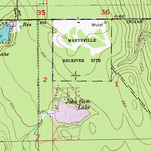 Topographic Map of John Sam Lake, WA