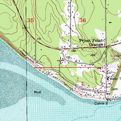 Topographic Map of Priest Point, WA