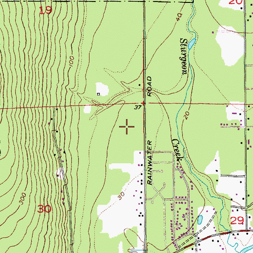 Topographic Map of Rainwater, WA