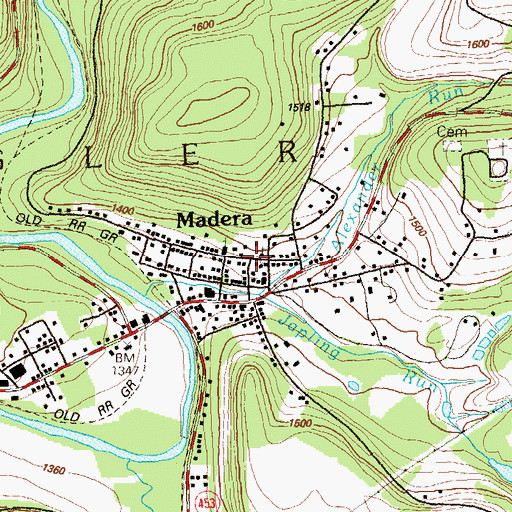Topographic Map of Madera United Methodist Church, PA