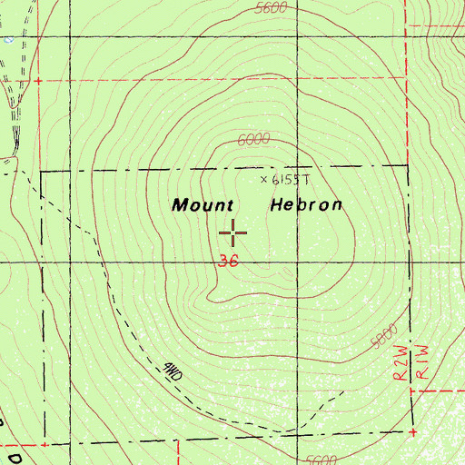 Topographic Map of Mount Hebron, CA