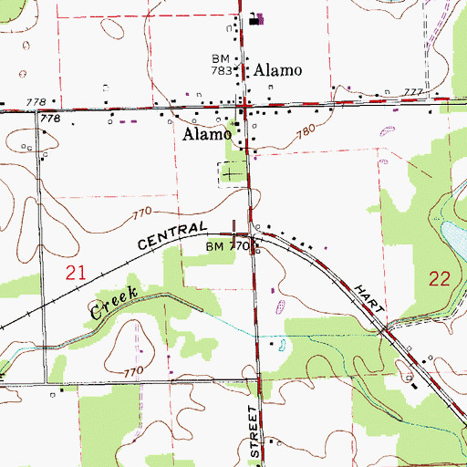 Topographic Map of Alamo Station (historical), MI