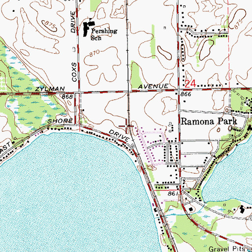 Topographic Map of Austin Lake Station (historical), MI