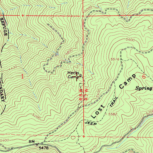 Topographic Map of Hecks Camp, CA