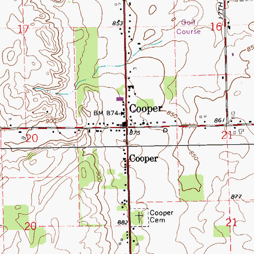 Topographic Map of Cooper Post Office (historical), MI