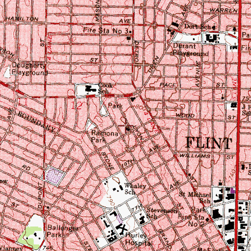 Topographic Map of Saint James Christian Methodist Episcopal Church, MI