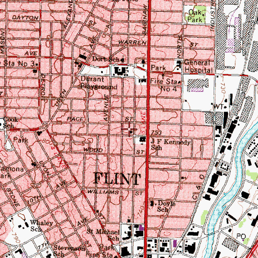 Topographic Map of New Zion Baptist Church, MI
