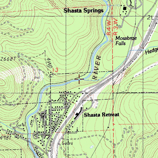 Topographic Map of Hedge Creek, CA