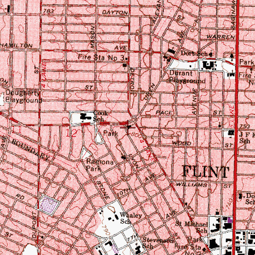 Topographic Map of Mount Tabor Missionary Baptist Church, MI