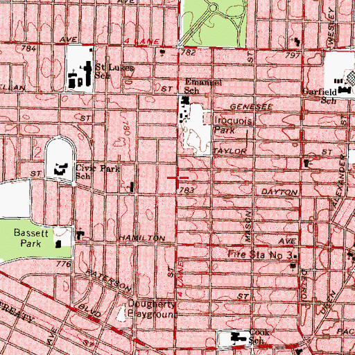 Topographic Map of Family Missionary Baptist Church, MI