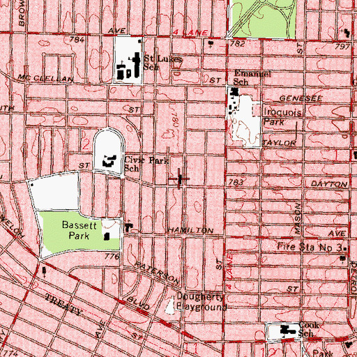 Topographic Map of Community Presbyterian Church, MI