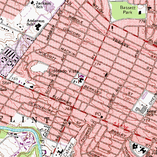 Topographic Map of Detroit Conference United Methodist Church, MI