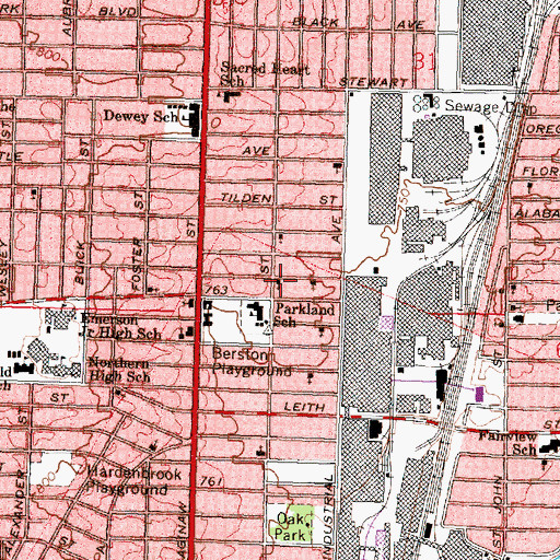 Topographic Map of Bethel African Methodist Episcopal Church, MI