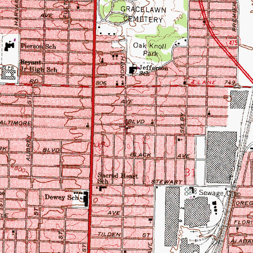 Topographic Map of Holy Hill Church of God in Christ, MI