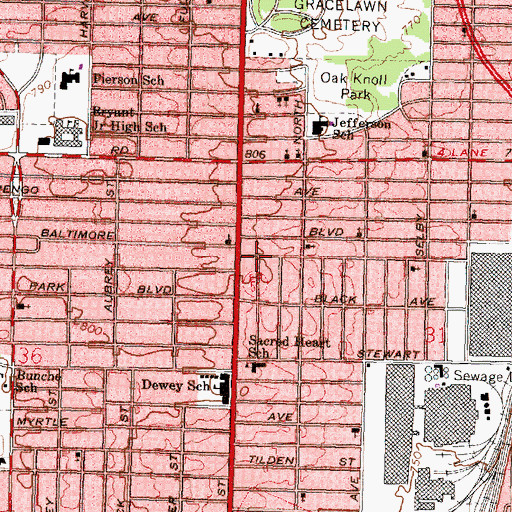 Topographic Map of Gospel Temple Baptist Church, MI