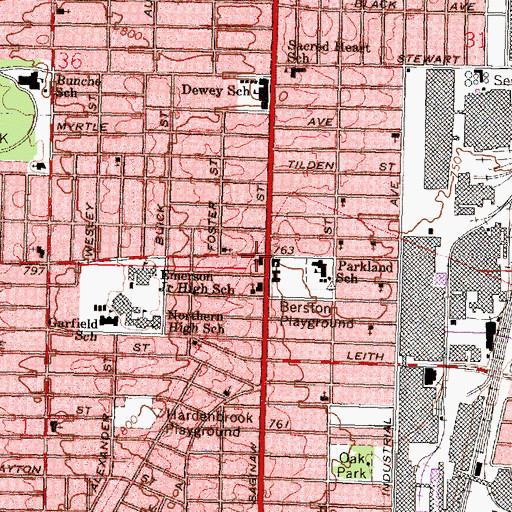 Topographic Map of Mount Moriah Missionary Baptist Church, MI