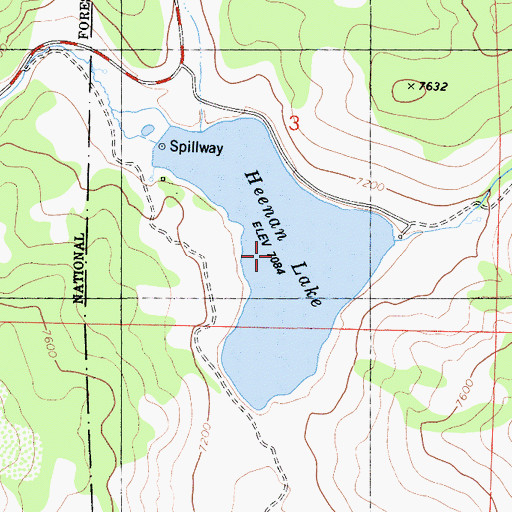 Topographic Map of Heenan Lake, CA