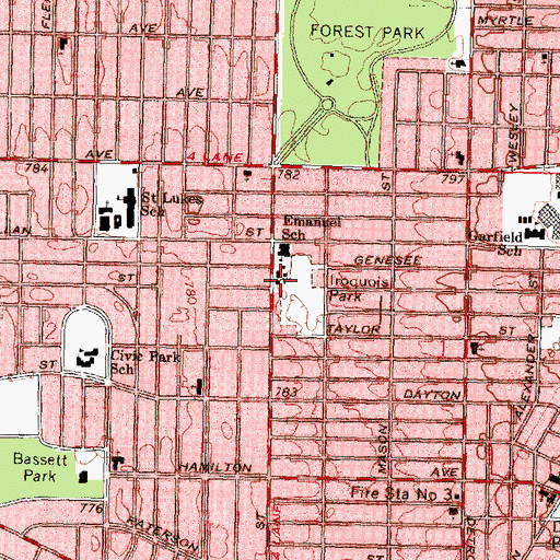 Topographic Map of Saint Mark Missionary Baptist Church, MI