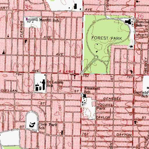 Topographic Map of Freedom Temple Church of God, MI