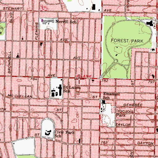 Topographic Map of Pasadena Avenue Church of God, MI