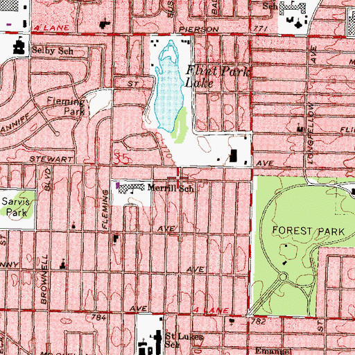 Topographic Map of Omega Baptist Church, MI
