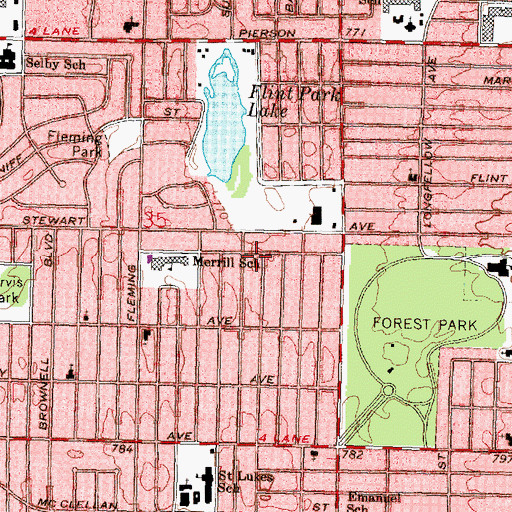 Topographic Map of Second Chance Missionary Baptist Church, MI