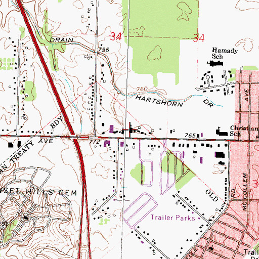 Topographic Map of Bountiful Love Ministries, MI